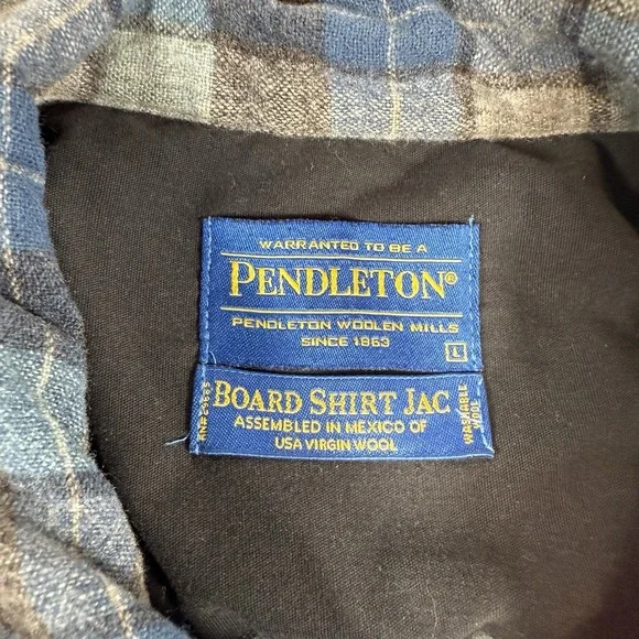 Vintage Pendleton Flannel Board Shirt Mens L Blue Beach Boys Limited Wool Plaid - Picture 3 of 10